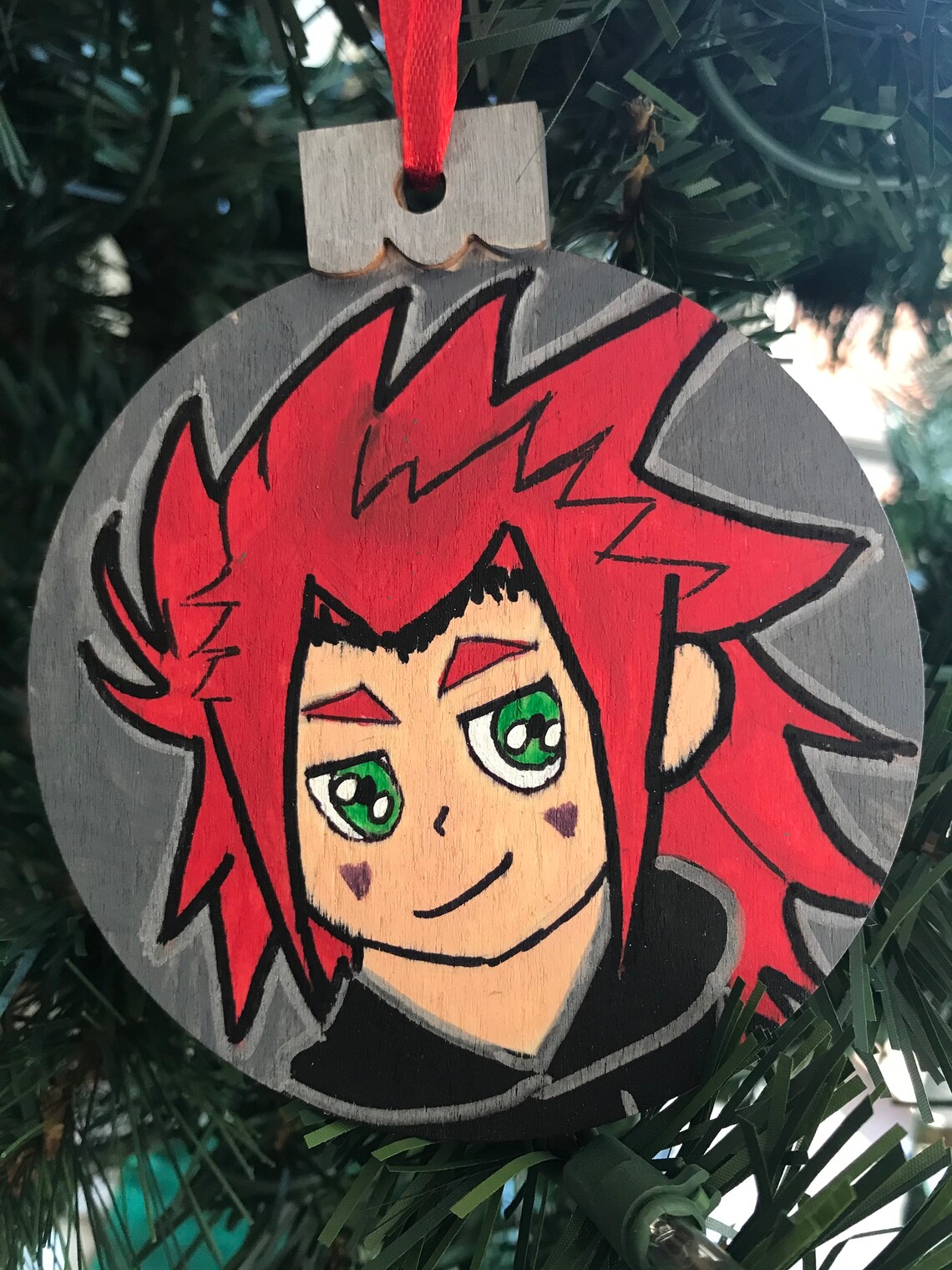Hand Painted Wood Christmas Ornament Kingdom Hearts Axel Etsy