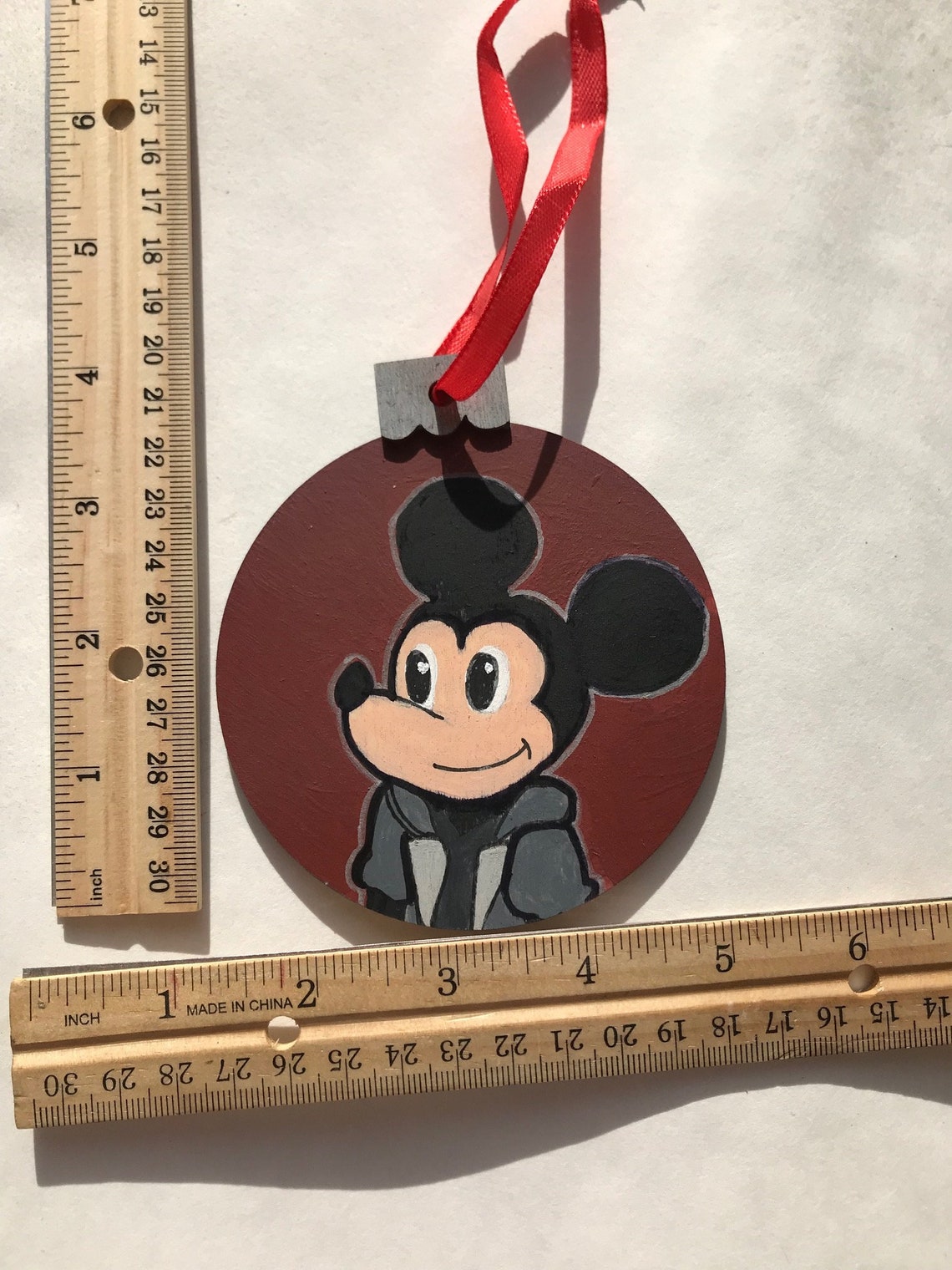 Hand Painted Wood Christmas Ornament Kingdom Hearts King Mickey Etsy