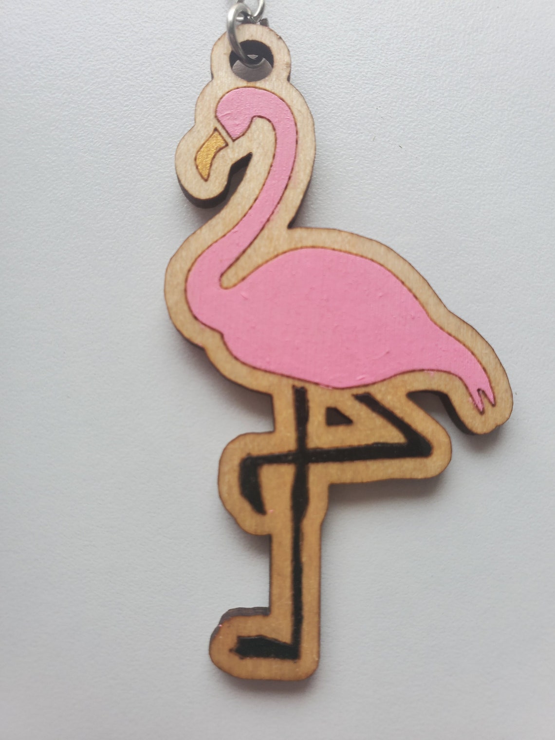 Pink flamingo keychain hand painted Etsy