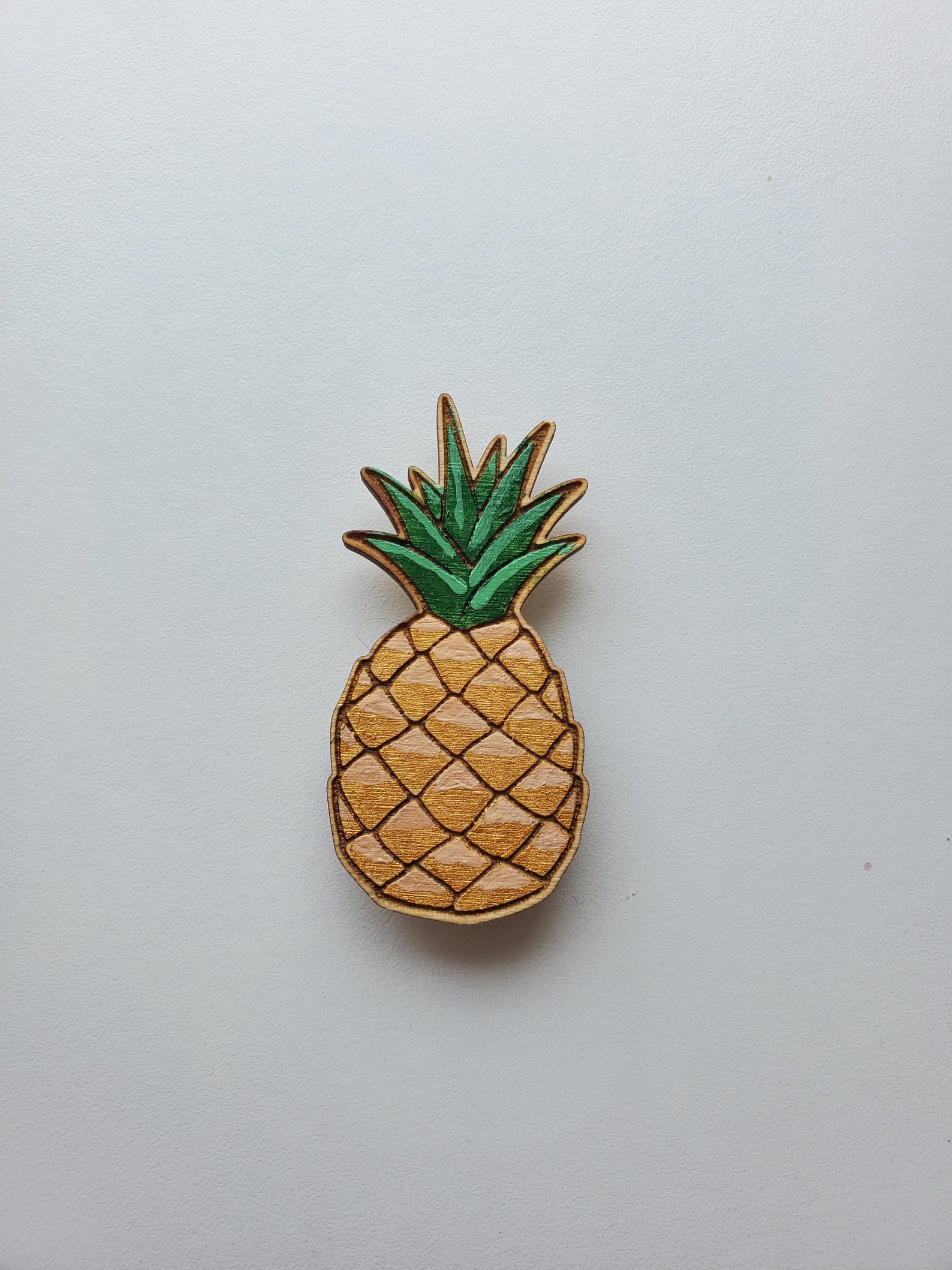 One 1 wooden lasercut pineapple hand painted Etsy
