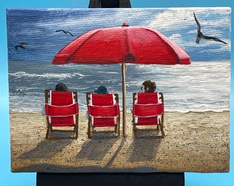 Mini Beach Canvas Painting: Original Seaside Landscape Art, 4x4 - Etsy