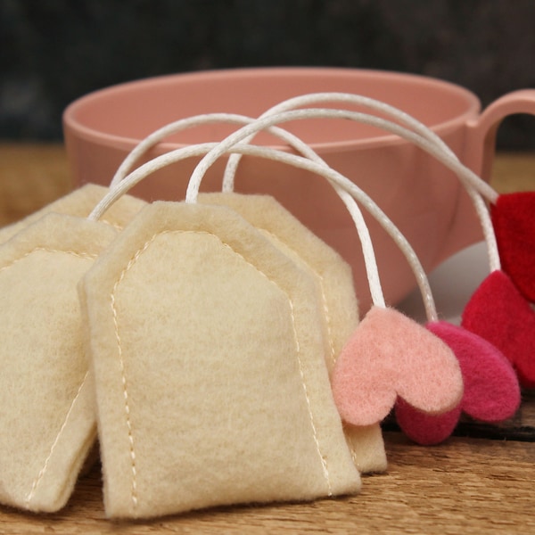 Vilten theezakjes spelen keukenspeelgoed, fantasiespel vilten theeservies, theekransje speelgoed voor kinderen, educatief montessorispeelgoed