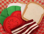Felt Food BLT Sandwich Play Set, Includes Bread, Bacon, Tomato, Lettuce and Mayo, Pretend Play Food