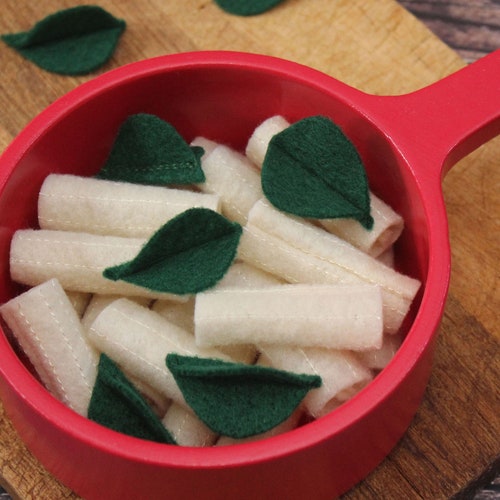 Felt Food Play Rigatoni Pasta Set With Herbs Etsy