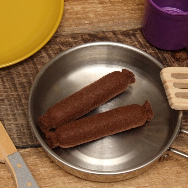 Felt Food Breakfast Sausages, set of 2, Play Food for Kids, Montessori Toy