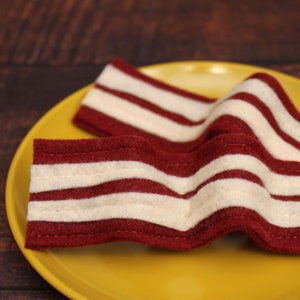 Felt Food Play Bacon, set of 2 Bendable Bacon Strips