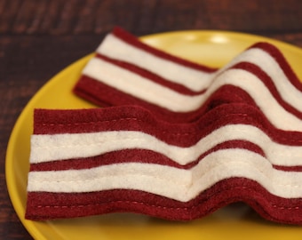 Felt Food Play Bacon, set of 2 Bendable Bacon Strips