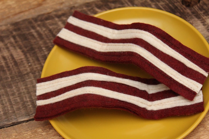 Felt Food Play Bacon Bendable Bacon Pretend Play Food Toy Etsy