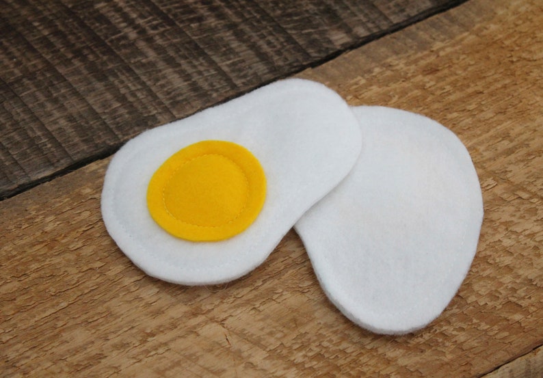 Felt Food Fried Eggs, set of 2, Pretend Play Breakfast Food, Toy Kitchen Foods, Kids Toy, Play Restaurant, Educational Toy, Imagination Play image 9