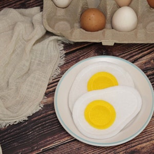 Felt Food Fried Eggs, set of 2, Pretend Play Breakfast Food, Toy Kitchen Foods, Kids Toy, Play Restaurant, Educational Toy, Imagination Play image 6