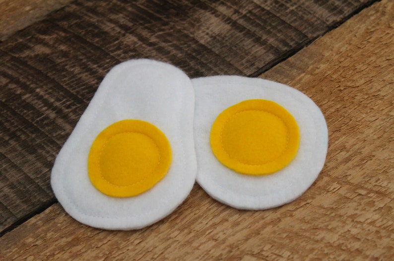 Felt Food Fried Eggs, set of 2, Pretend Play Breakfast Food, Toy Kitchen Foods, Kids Toy, Play Restaurant, Educational Toy, Imagination Play image 8