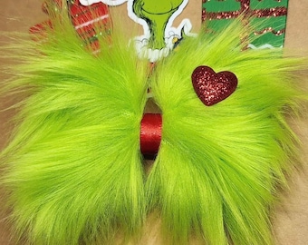 Laço de cabelo de pele verde Grinch | Laço de cabelo | Laço de cabelo de natal | Você é mau | laço de cabelo inspirado no grinch