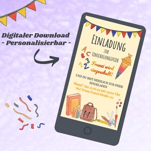 Carte d'invitation pour enfants, invitation d'anniversaire numérique, modèle de fête d'enfants via WhatsApp, cônes d'école de modèle de jet d'édition de carte électronique