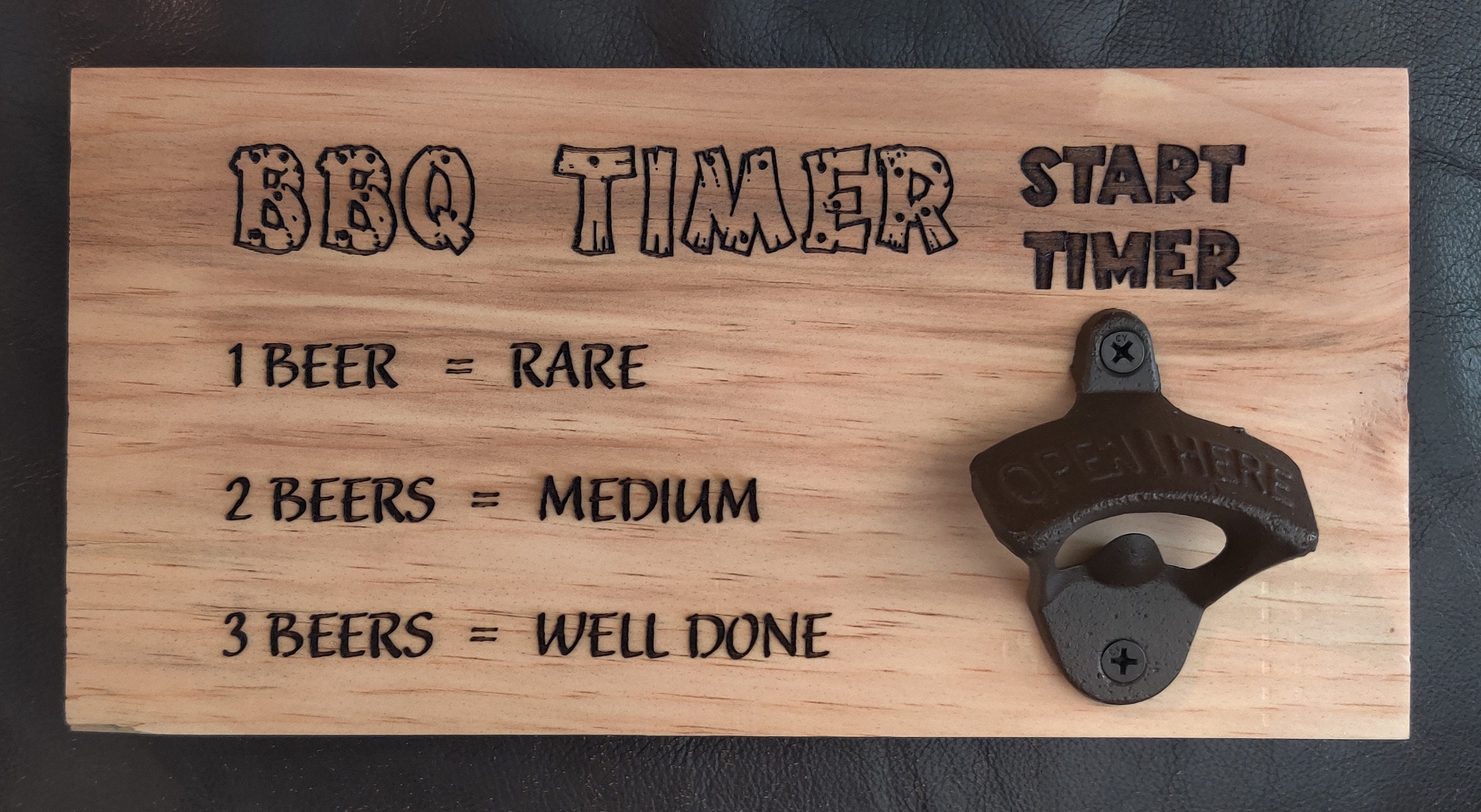 Funny Grilling Barbecue Timer Beer BBQ Grilling Wood Print by EQ