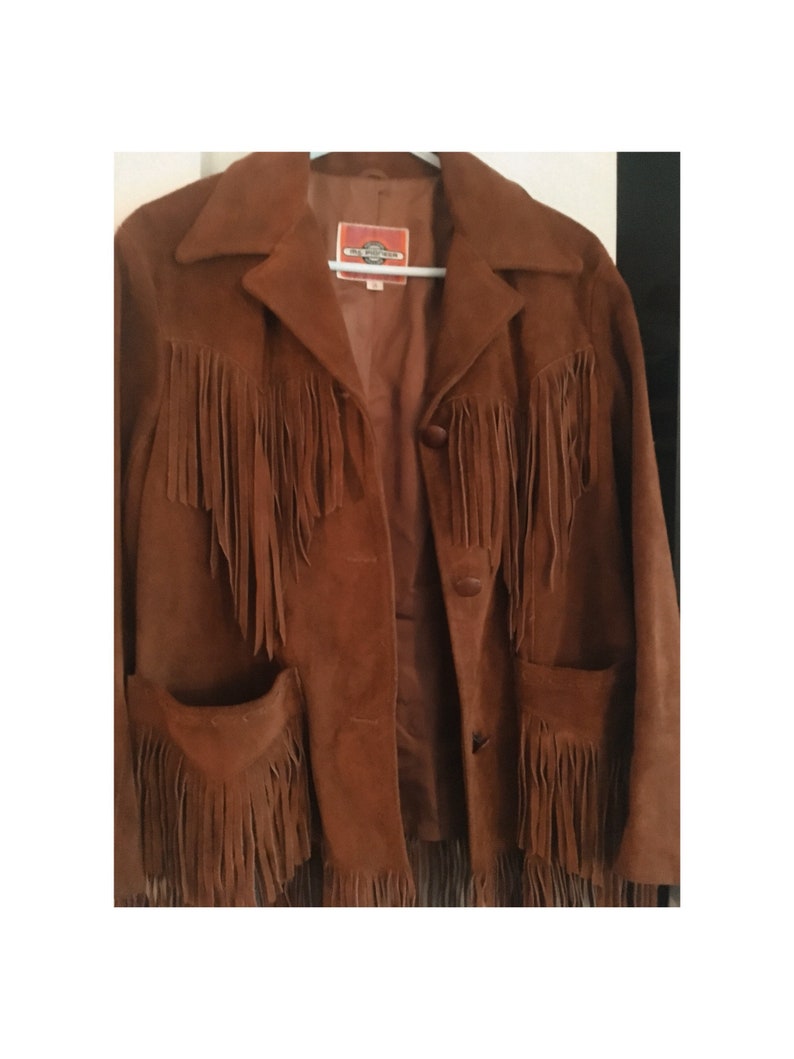 Vintage Suede Leather Fringe Jacket 60s 70s