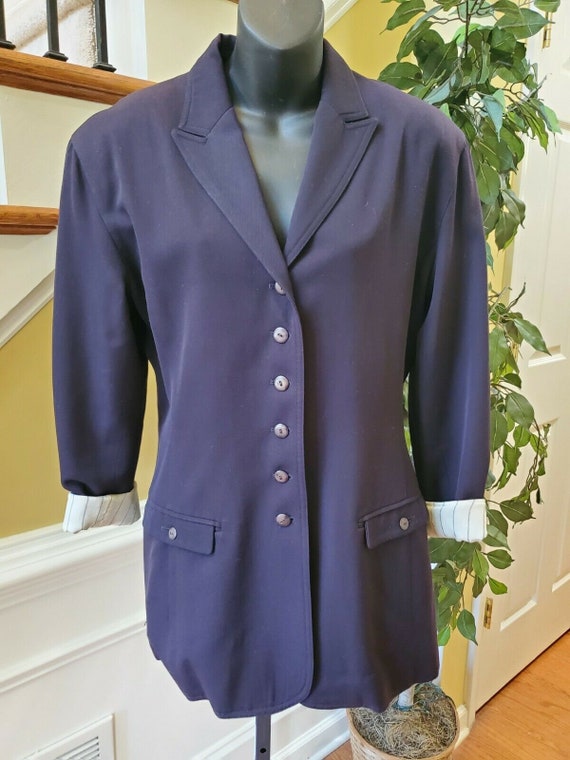 Vintage CRISCA Navy Blue Wool Blend Coat Jacket Si