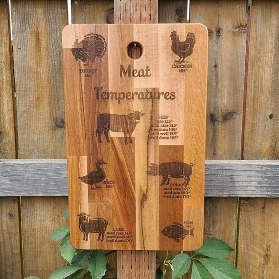 Cutting Board Meat Temperature Chart Kitchen Accessories Etsy