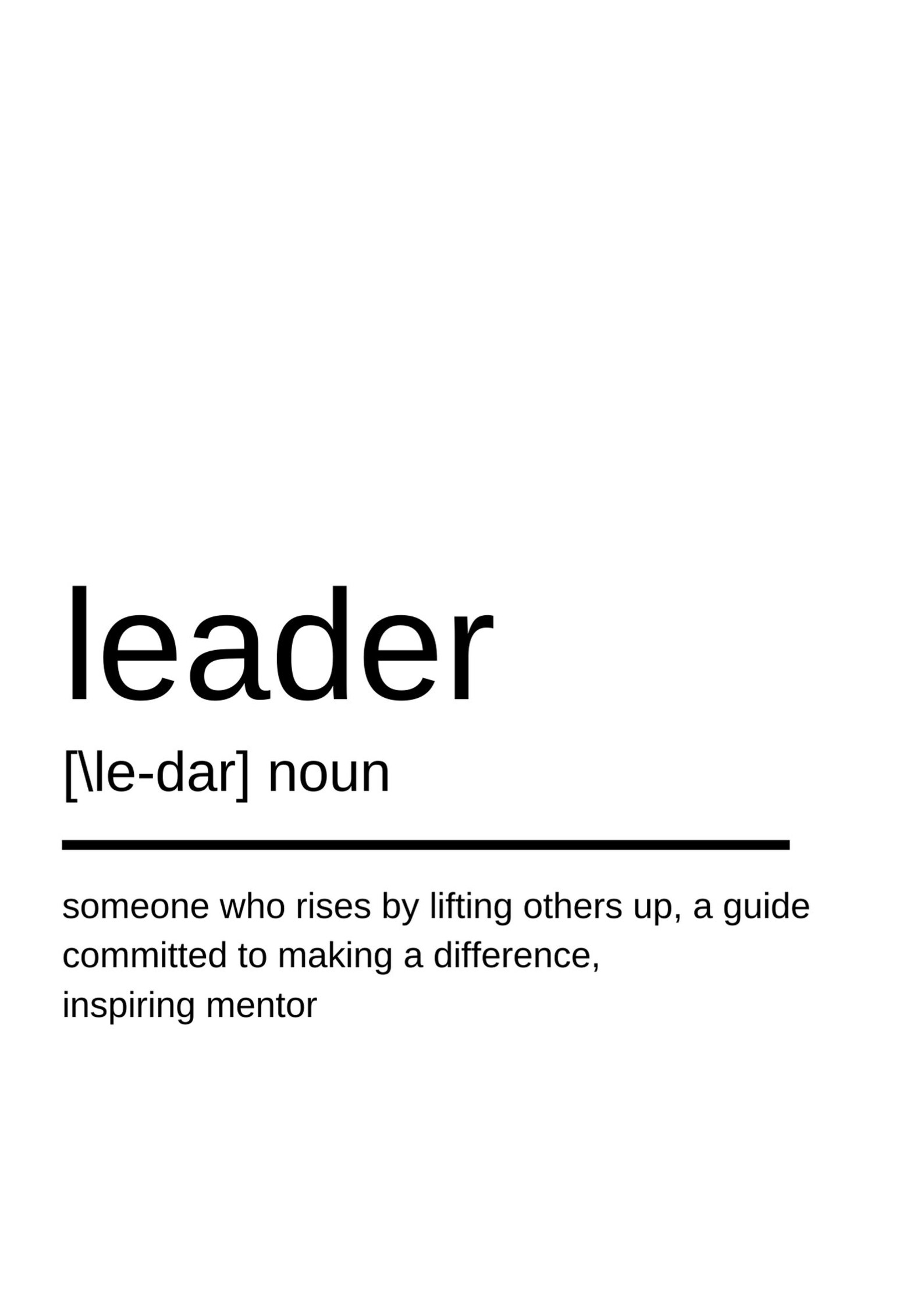 LEADER DEFINITION PRINT Definition Poster Signwall Decor Etsy UK