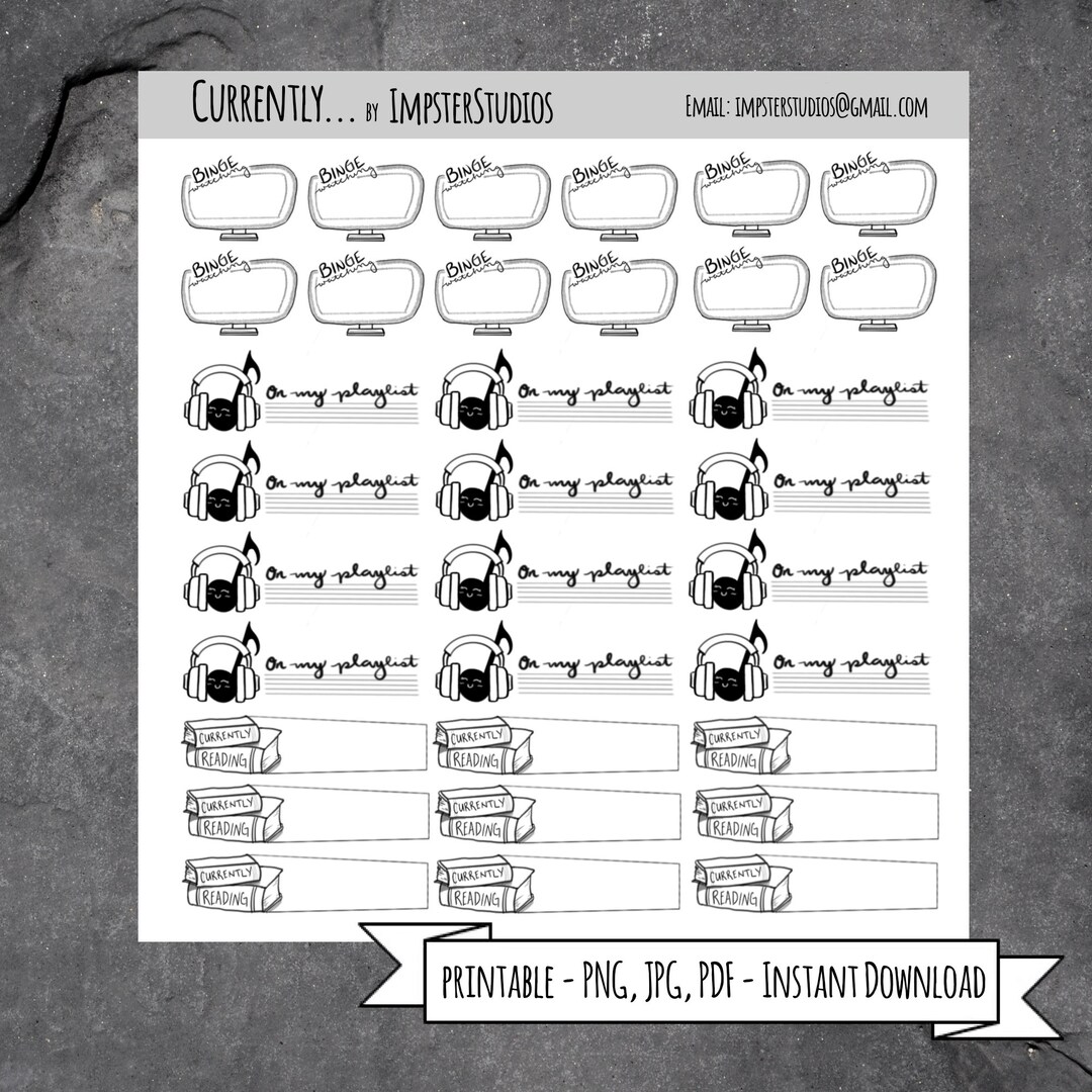 Currently Planner Stickers - Instant Download, Printable for Bullet ...