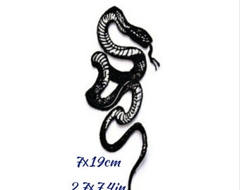 Slang, zwarte mamba, reptiel geborduurde opstrijkpatch