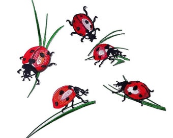 Ladybug patch, insect embroidered iron-on patch