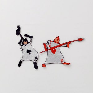 Alice in Wonderland, kaarten, gekke hoedenmaker, geborduurde opstrijkpatch