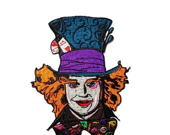 Mad Hatter, Cheshire cat, Alice Wonderland patch, large embroidered iron patches