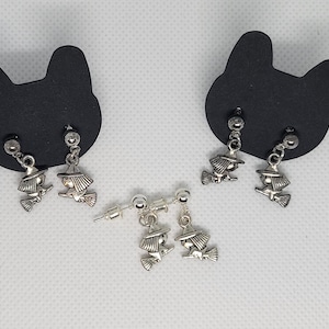 Witch on Broom Dangle Earrings