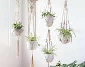 Modern Handmade macrame hanging rope plant and flower hanger