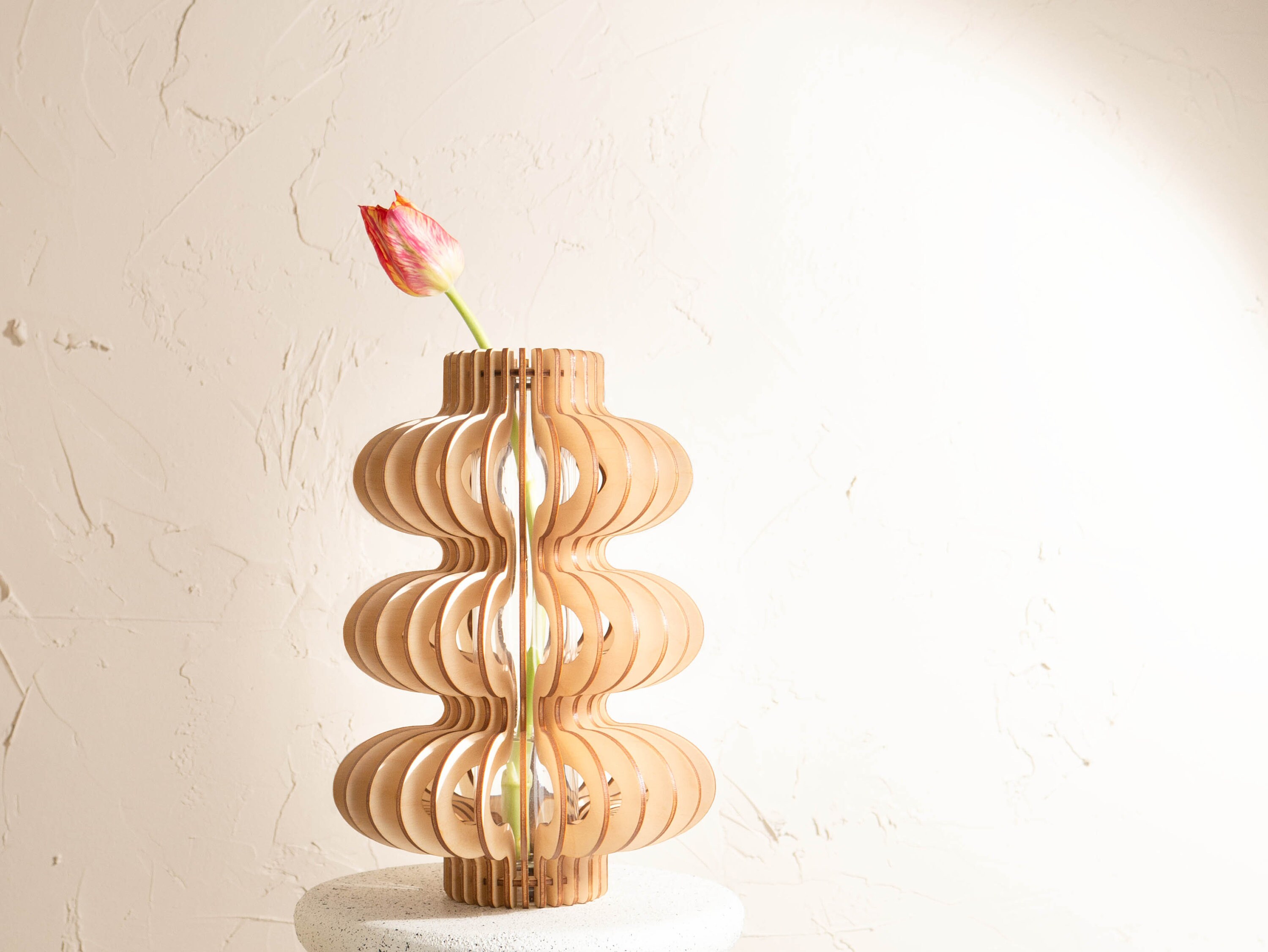 Wooden Flower Vase Wood Laser Cut Vase Dried Floral Bud Etsy