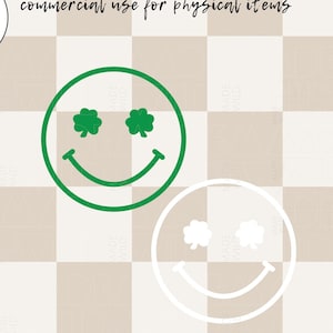 Smiley Face SVG | St Patricks Day SVG | Happy Face SVG | Clover Eyes Svg | Retro Svg  | Shamrock Svg | Smile Svg | Happy Svg | Trendy Svg