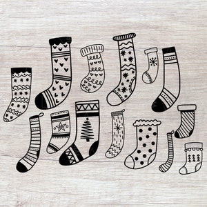 Christmas Stocking SVG | Handdrawn SVG | Stocking Tags Svg | Winter SVG | Merry Christmas Svg | Christmas Svg | Christmas Cards Svg | Svg