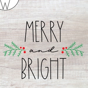 Merry and Bright SVG | Christmas SVG | Holly Berry SVG | Svg File For Cricut | Svg Files For Cricut | Svg Designs | Svg Files | Svg Cut File