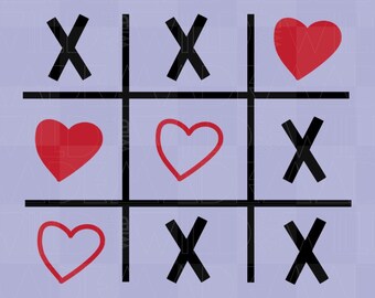 Heart Tic Tac Toe SVG | Valentine's Day Clipart (Digital Download