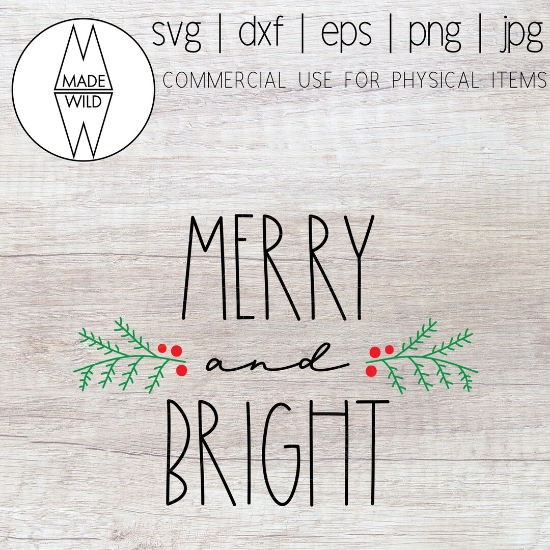 Merry and Bright SVG | Christmas SVG | Holly Berry SVG | Svg File for ...
