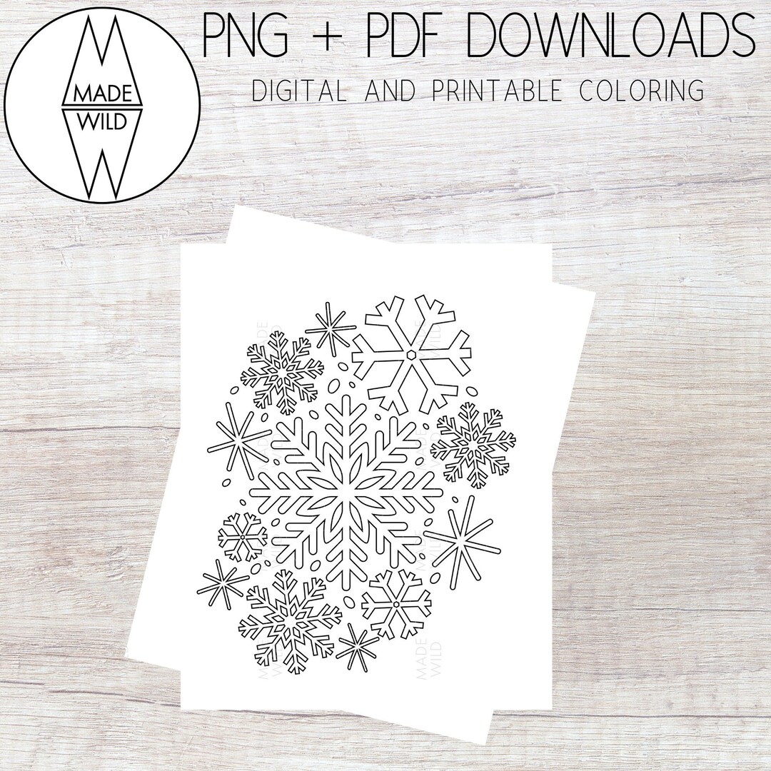 Snowflake PNG Coloring Page Adult Coloring Page Kids