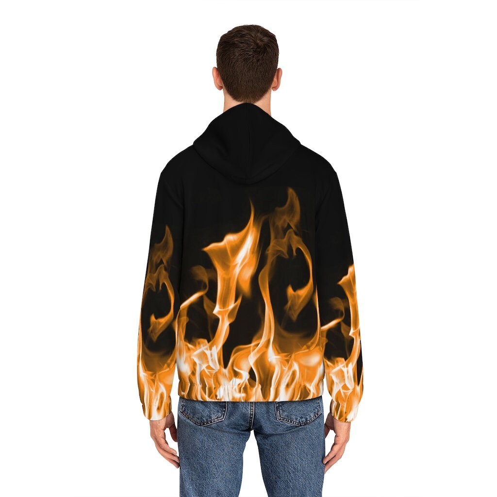 Orange Flames Full-zip Hoodie - Etsy