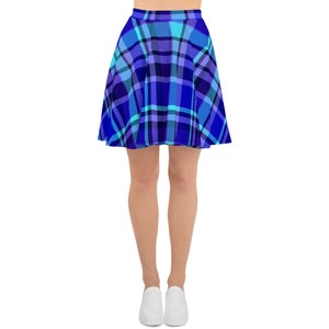 Blue/Purple Plaid Skater Skirt