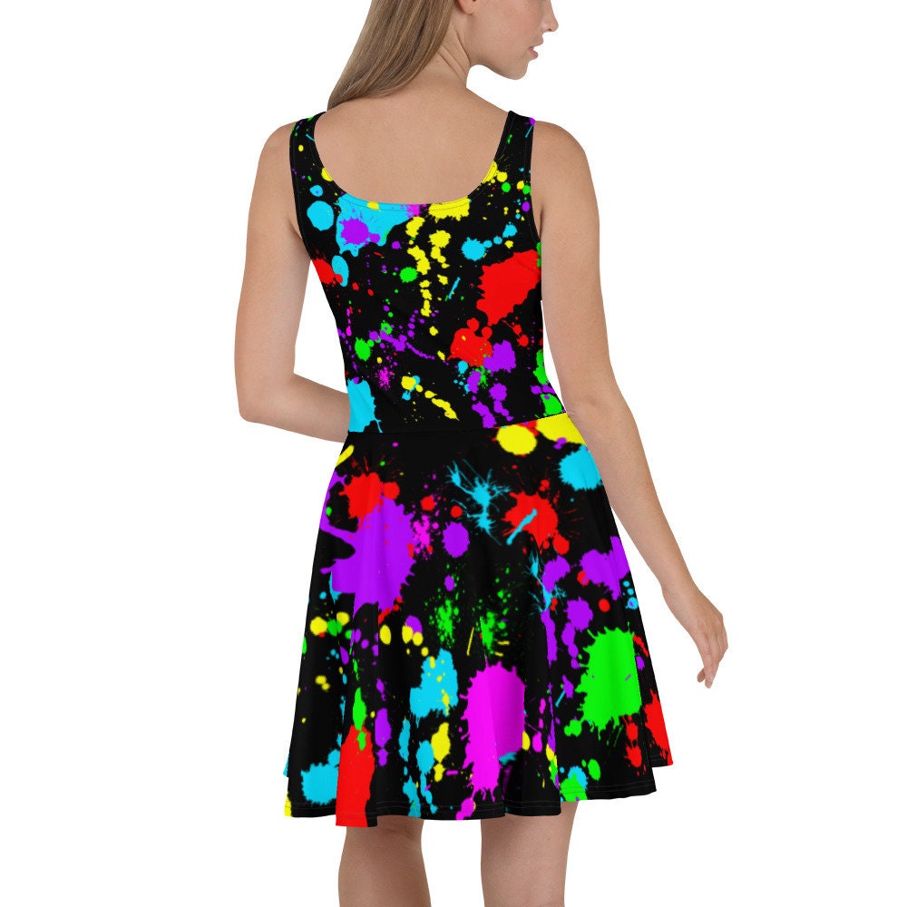Paint Splatter Skater Dress Etsy