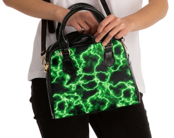 Green Lightning Shoulder Handbag