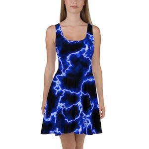 Blue Lightning Skater Dress