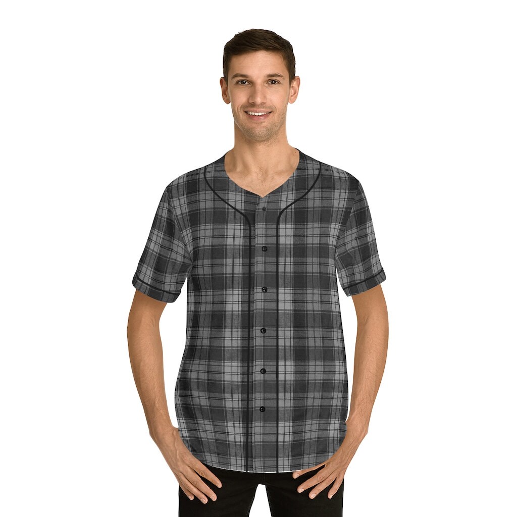 Grey Plaid Baseball Jersey | Etsy