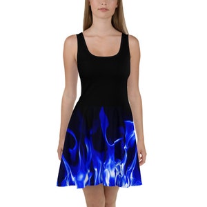 Blue Flames Skater Dress - Etsy Canada