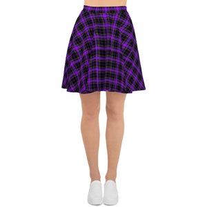 Purple/Black Plaid Skater Skirt
