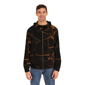 Orange Marble Full-Zip Hoodie