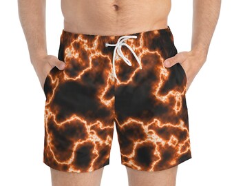 Orange Lightning Swim Trunks