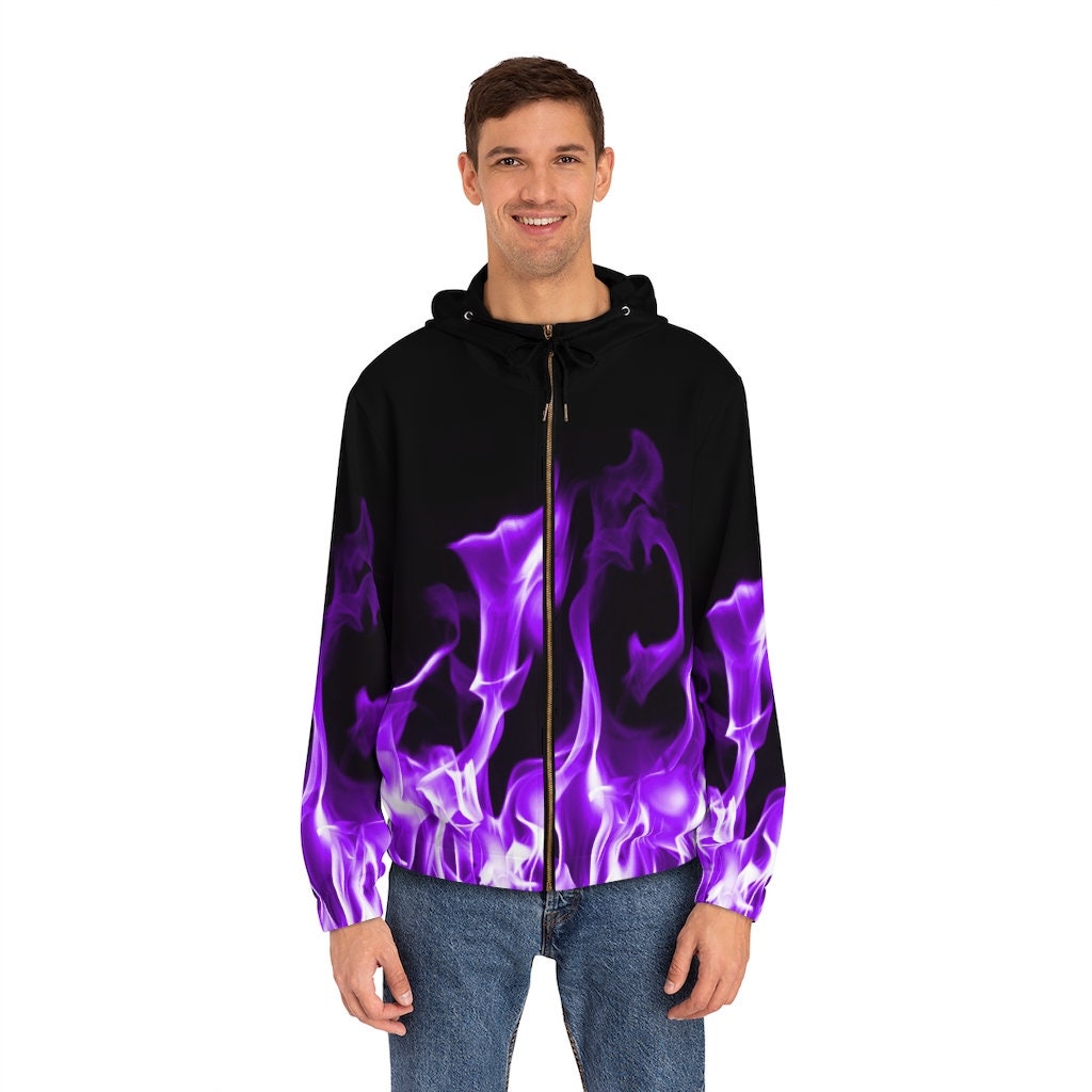 Purple Flames Full-zip Hoodie - Etsy