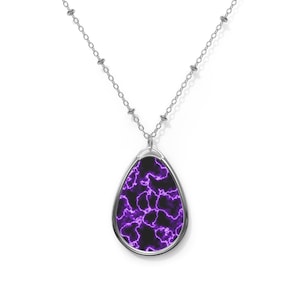 Purple Lightning Oval Necklace