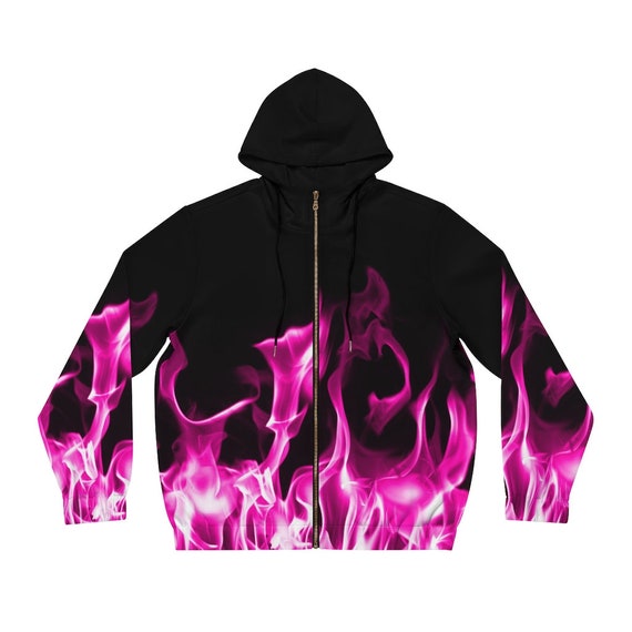 Pink Flames Full zip Hoodie Etsy UK