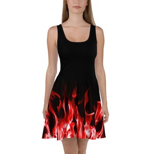 Red Flames Skater Dress